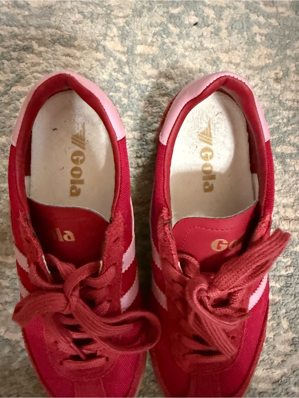 Gola Red Sneaker w Pink Stripe - Picture 2 of 5